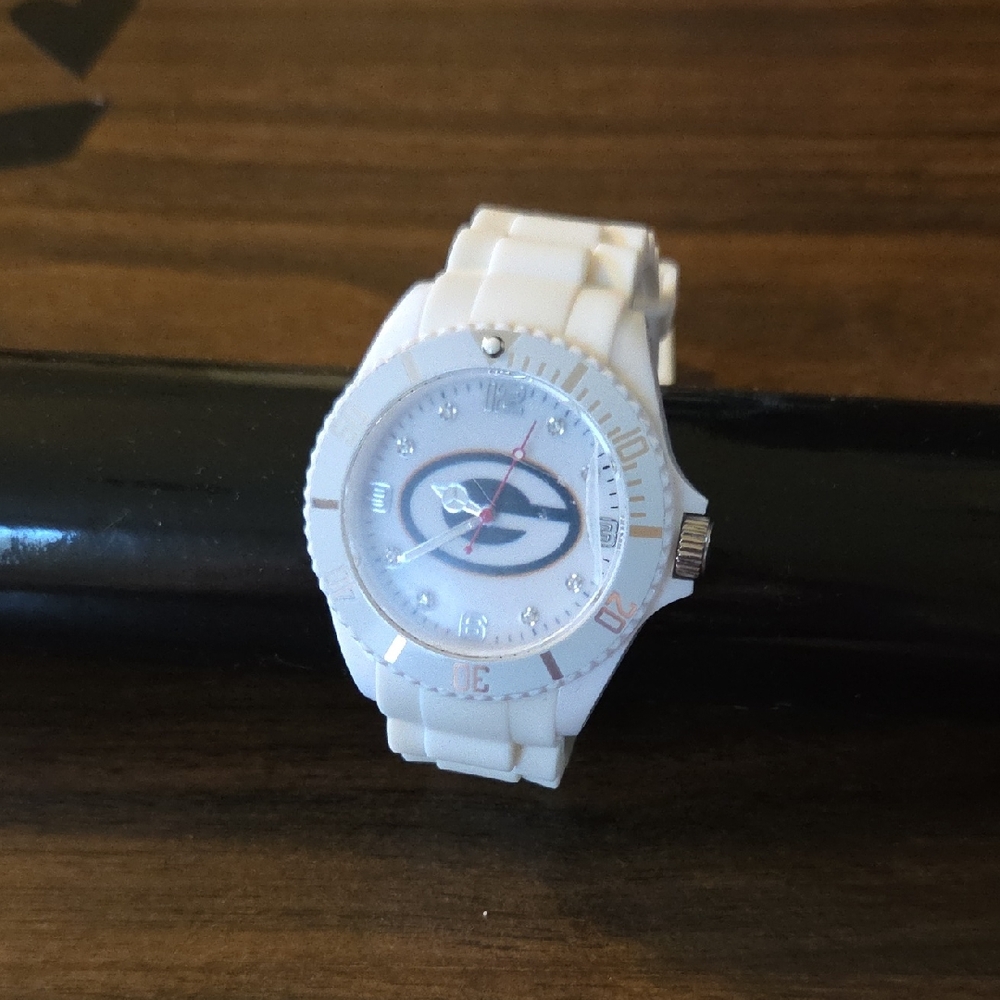 White Sports Watch with Logo